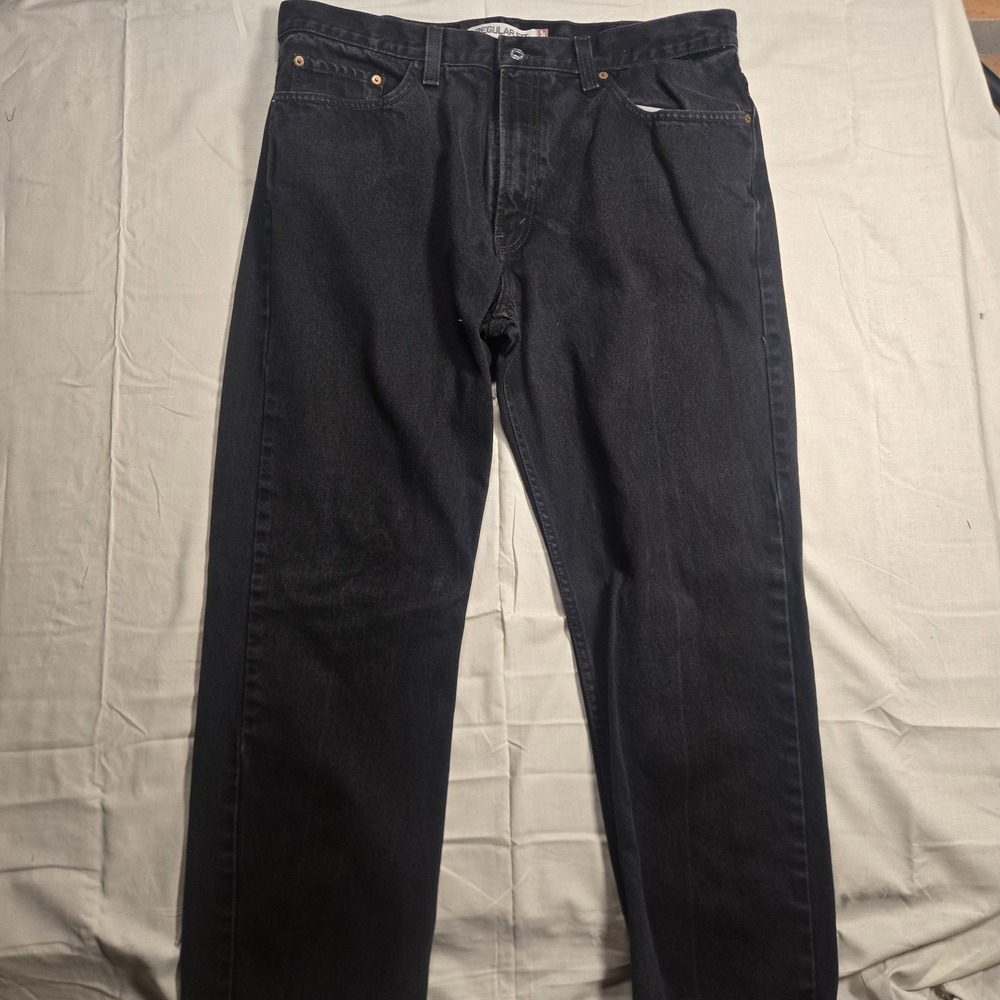 Levi's 505 Black Regular Fit Straight Leg Jeans 38x30 Men's Y2K, 2000s